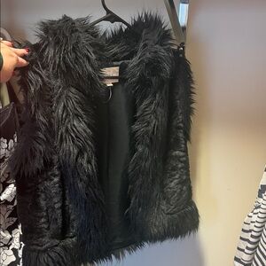LOFT Black Vaux fur vest